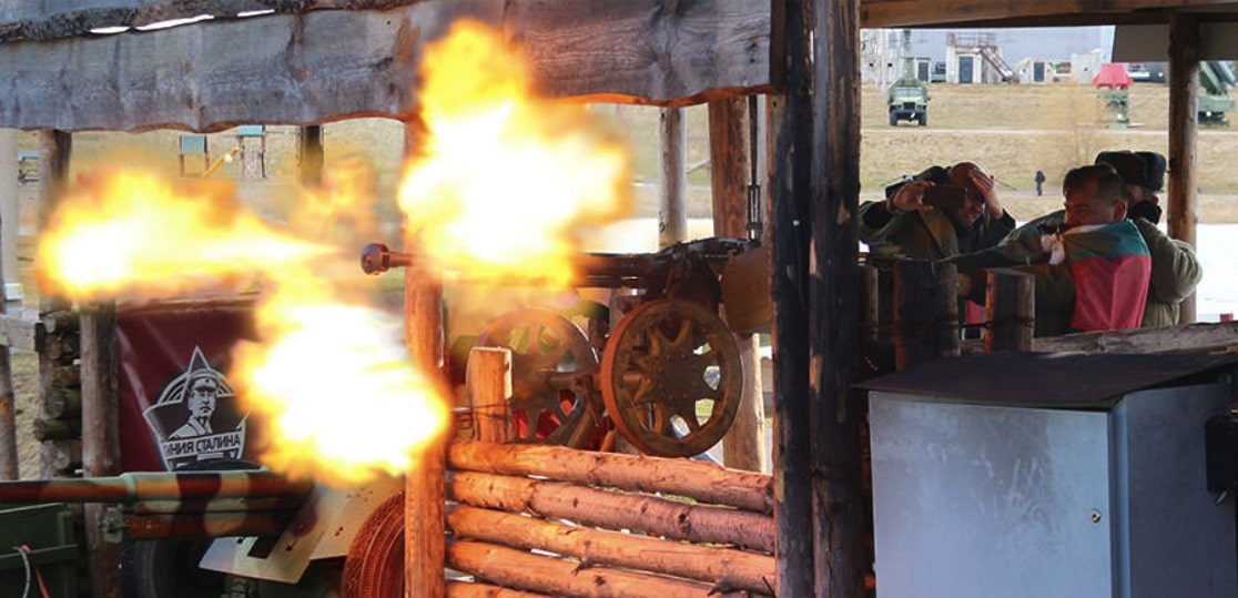 Shooting from Machine gun during Stalin Line Tour